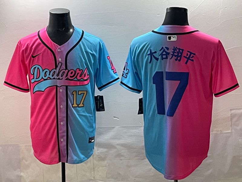 Men Los Angeles Dodgers #17 Ohtani Blue pink Game 2025 Nike MLB Jersey style 004